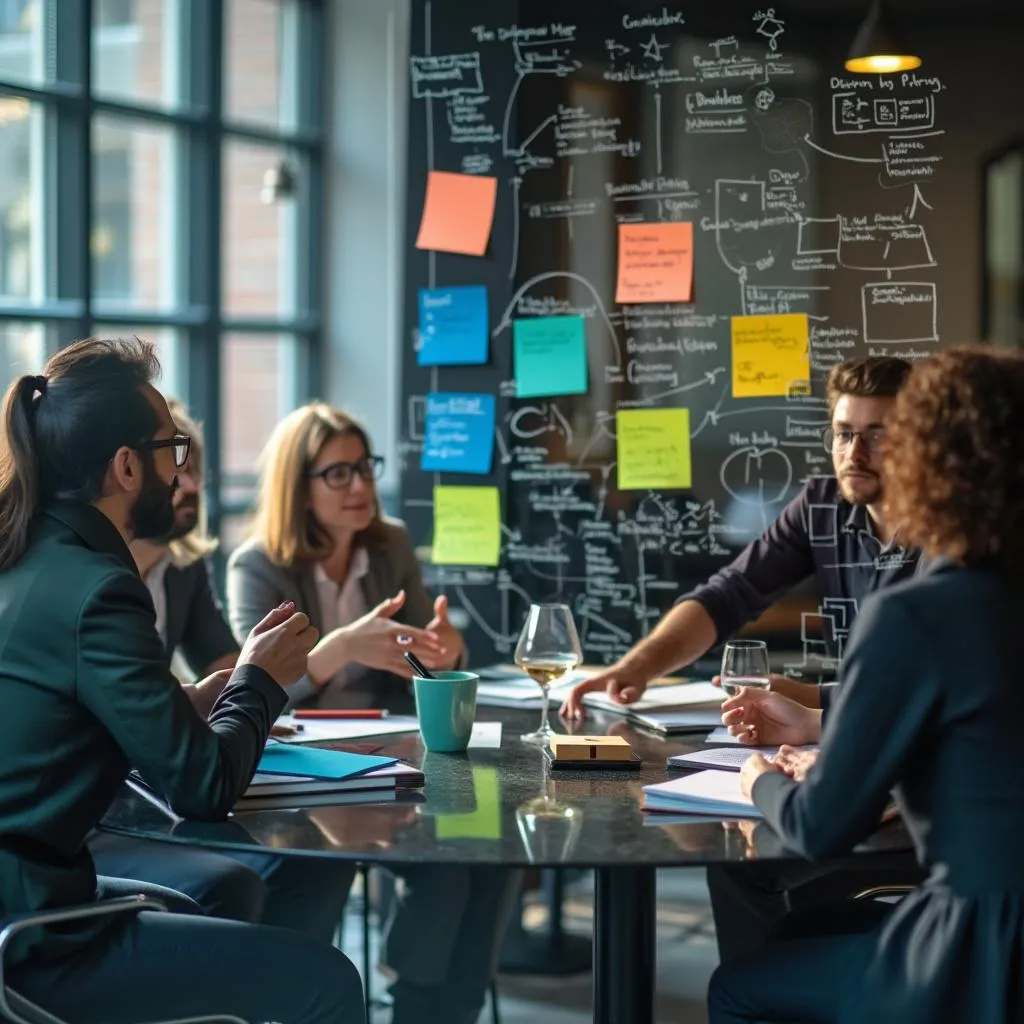 Equipo de trabajo en sesión colaborativa